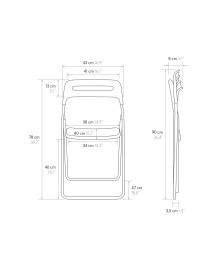 MOBILI 2G - Set 6 Sedie pieghevoli Design Moderne Polipropilene 43x40x78 vista frontale misure