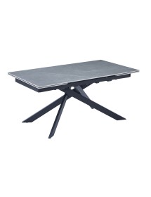 Mobili 2G - Tavolo moderno allungabile piano pietra ardesia grigio chiaro 160x90x78 VISTA FRONTALE