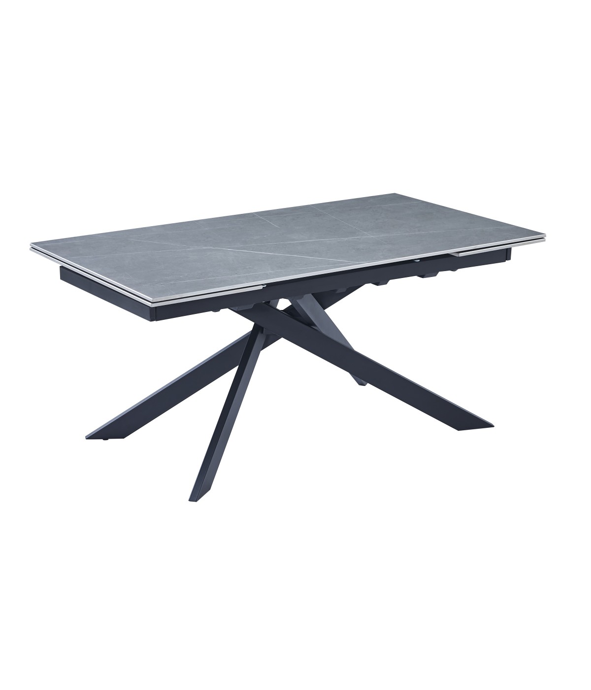 Mobili 2G - Tavolo moderno allungabile piano pietra ardesia grigio chiaro 160x90x78 VISTA FRONTALE