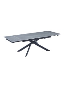 Mobili 2G - Tavolo moderno allungabile piano pietra ardesia grigio chiaro 160x90x78 VISTA FRONTALE