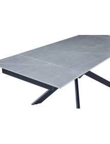 Mobili 2G - Tavolo moderno allungabile piano pietra ardesia grigio chiaro 160x90x78 VISTA FRONTALE APERTO