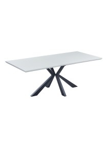 Mobili 2G - Tavolo moderno allungabile piano impiallacciato bianco 160x90x78 vista frontale