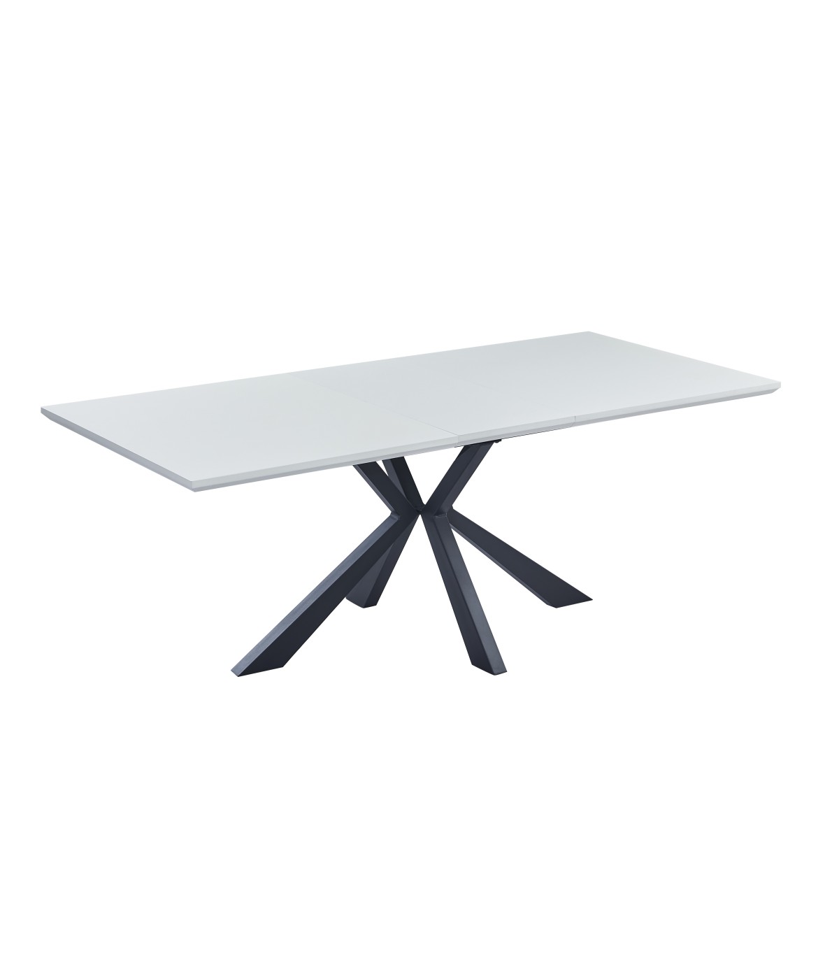 Mobili 2G - Tavolo moderno allungabile piano impiallacciato bianco 160x90x78 vista frontale