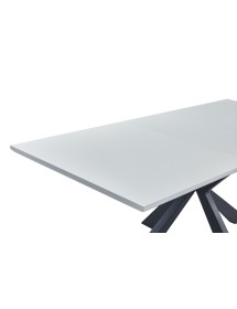 Mobili 2G - Tavolo moderno allungabile piano impiallacciato bianco 160x90x78 vista laterale aperto