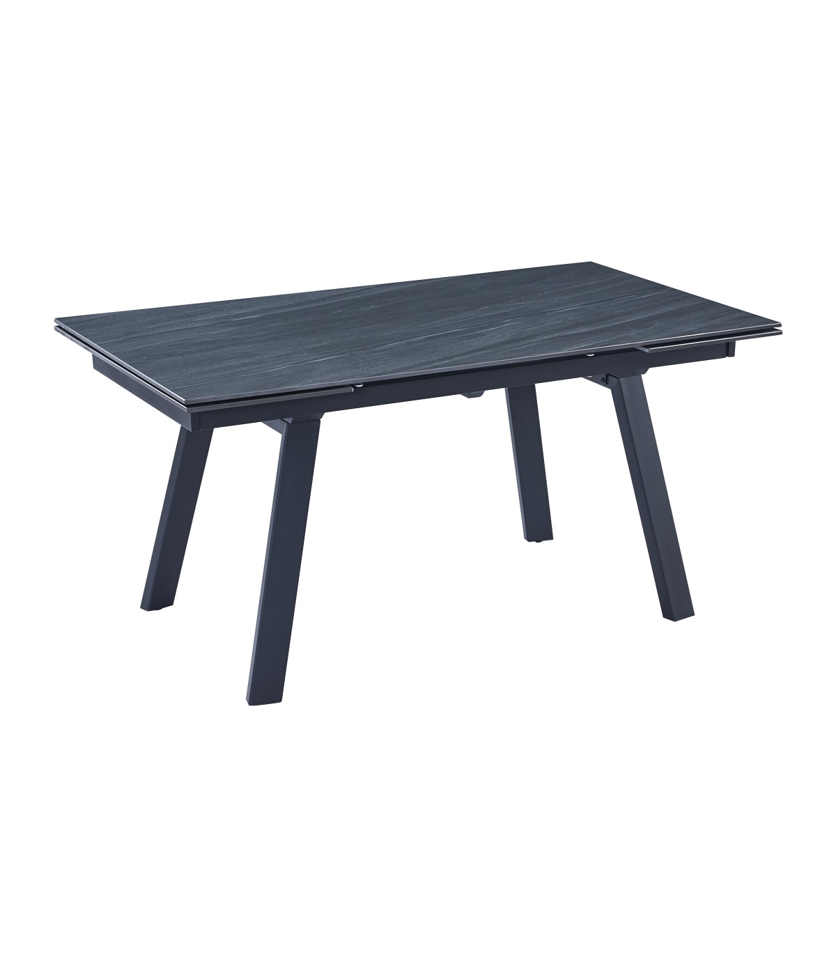 Mobili 2G - Tavolo moderno allungabile piano pietra grigio scuro 160x90x78 vista frontale