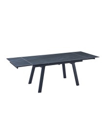 Mobili 2G - Tavolo moderno allungabile piano pietra grigio scuro 160x90x78 vista frontale