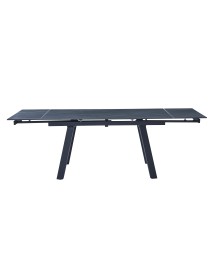 Mobili 2G - Tavolo moderno allungabile piano pietra grigio scuro 160x90x78 vista frontale aperto