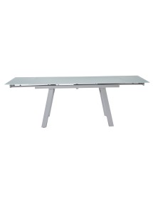 Mobili 2G - Tavolo moderno allungabile piano Vetro Champagne 160x90x78 vista frontale aperto
