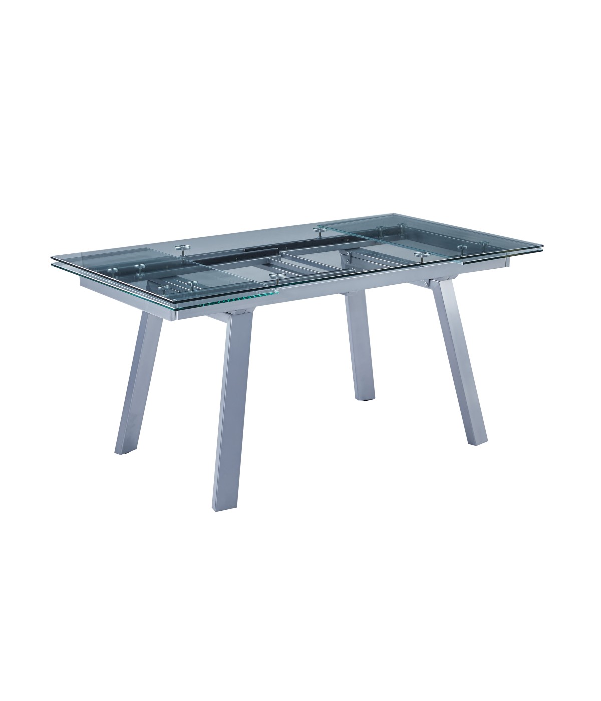 Mobili 2G - Tavolo moderno allungabile piano vetro trasparente 160x90x78 vista frontale