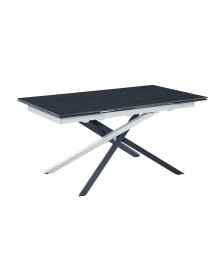 Mobili 2G - Tavolo moderno allungabile piano pietra grigio scuro 160x90x78 vista frontale