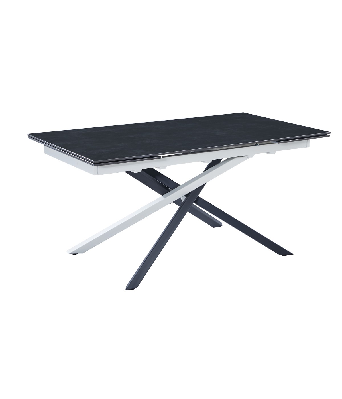 Mobili 2G - Tavolo moderno allungabile piano pietra grigio scuro 160x90x78 vista frontale