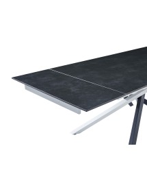 Mobili 2G - Tavolo moderno allungabile piano pietra grigio scuro 160x90x78 vista laterale