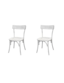 MOBILI 2G - Set 2 Sedie In Legno bianco Consumato Effetto Shabby 44X42x86 VISTA FRONTALE
