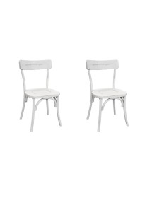 MOBILI 2G - Set 2 Sedie In Legno bianco Consumato Effetto Shabby 44X42x86 VISTA FRONTALE
