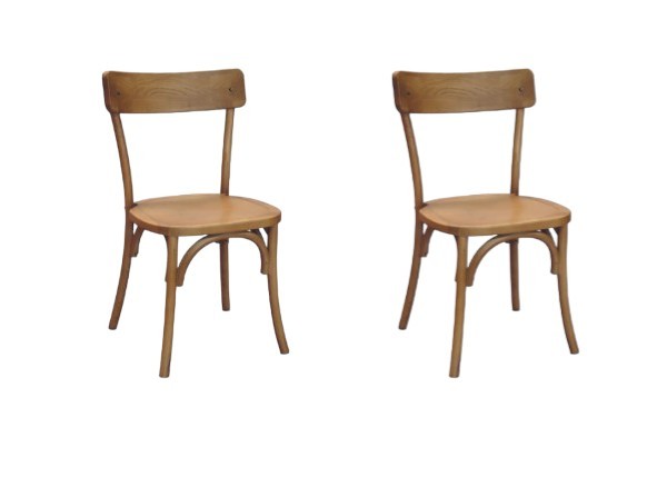 MOBILI 2G - Set 2 Sedie design In Legno naturale 44X42x86 VISTA FRONTALE