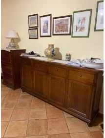 MADIA CREDENZA IN LEGNO NAPOLETANA 4 ANTE TINTA NOCE 196x43x98 (510)