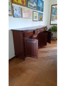 MADIA CREDENZA IN LEGNO NAPOLETANA 4 ANTE TINTA NOCE 196x43x98 (510)