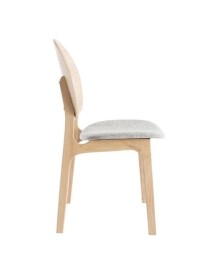MOBILI 2G - Set 2 Sedie design In Legno naturale tessuto grigio 51X55,5x89 vista laterale