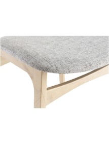 MOBILI 2G - Set 2 Sedie design In Legno naturale tessuto grigio 51X55,5x89 vista laterale seduta imbottita