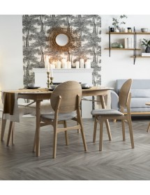 MOBILI 2G - Set 2 Sedie design In Legno naturale tessuto grigio 51X55,5x89 vista schienale