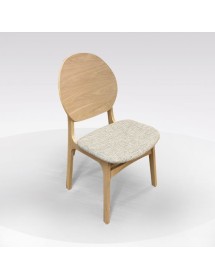 MOBILI 2G - Set 2 Sedie design In Legno naturale tessuto grigio 51X55,5x89 vista frontale