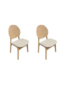 MOBILI 2G - Set 2 Sedie design In Legno naturale tessuto grigio 51X55,5x89 vista frontale