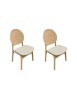 MOBILI 2G - Set 2 Sedie design In Legno naturale tessuto grigio 51X55,5x89 vista frontale
