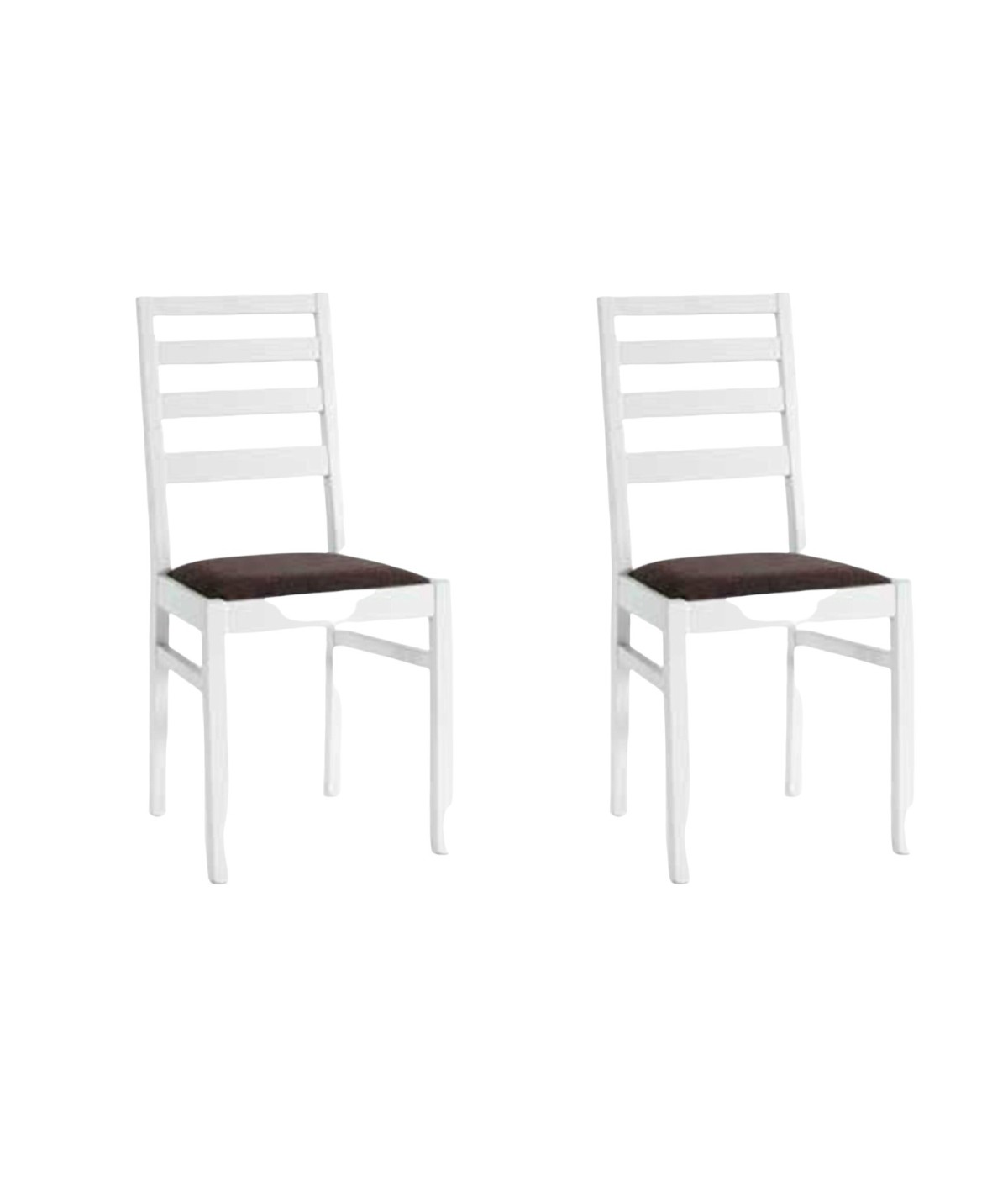 MOBILI 2G - Set 2 Sedie In Legno Massello Imbottita bianco 42,5x37,5x90 vista frontale