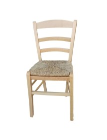 MOBILI 2G - Set 2 Sedie legno massello tinta naturale paglia 42x40x87 vista frontale