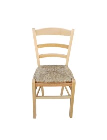 MOBILI 2G - Set 2 Sedie legno massello tinta naturale paglia 42x40x87 vista frontale