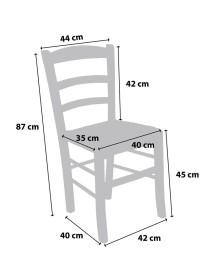 MOBILI 2G - Set 2 Sedie legno massello tinta naturale paglia 42x40x87 vista misure
