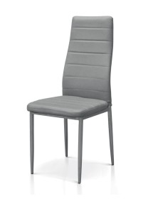 MOBILI 2G -  Set 6 Sedie moderne metallo ecopelle grigio 42,5X36x97,5 VISTA FRONTALE