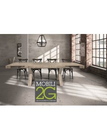 MOBILI 2G - TAVOLO RETTANGOLARE ALLUNGABILE INVECCHIATO 180X90 (818) vista frontale