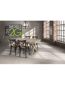 MOBILI 2G - TAVOLO RETTANGOLARE ALLUNGABILE INVECCHIATO 180X90 (818) vista frontale