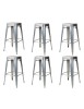 MOBILI 2G - Set 6 Sgabelli design metallo colore acciaio 43x43x76 vista frontale
