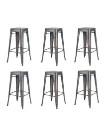 MOBILI 2G - Set 6 Sgabelli design metallo colore canna di fucile 43x43x76 VISTA FRONTALE