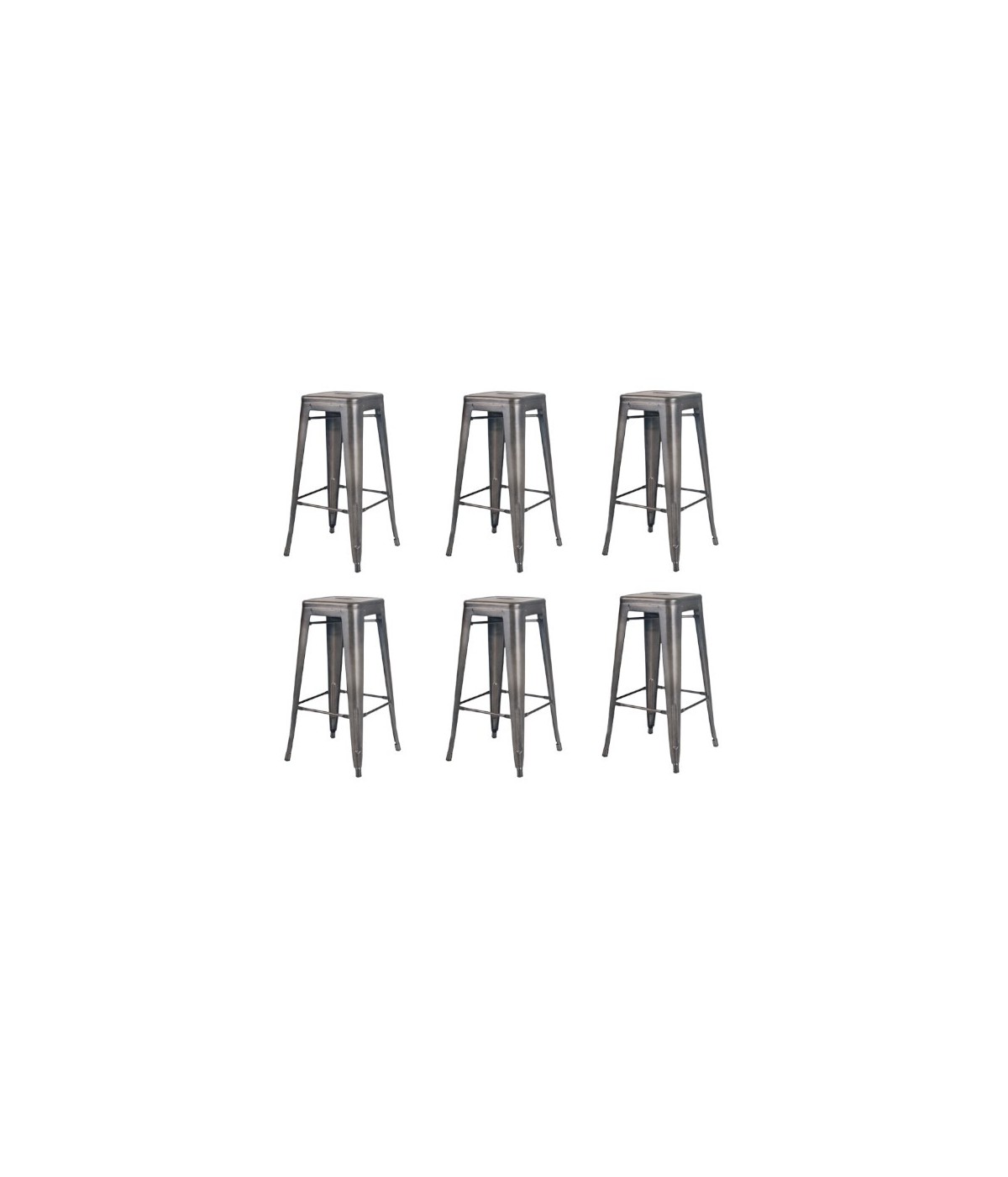 MOBILI 2G - Set 6 Sgabelli design metallo colore canna di fucile 43x43x76 VISTA FRONTALE