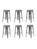 MOBILI 2G - Set 6 Sgabelli design metallo colore canna di fucile 43x43x76 VISTA FRONTALE