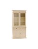 MOBILI 2G - Cristalliera in legno 2 porte shabby avorio patinato 103X42X206 VISTA FRONTALE