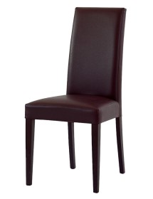 MOBILI 2G - SET 2 SEDIE MODERNE LEGNO ECOPELLE IMBOTTITA MARRONE vista frontale