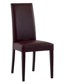 MOBILI 2G - SET 2 SEDIE MODERNE LEGNO ECOPELLE IMBOTTITA MARRONE vista frontale