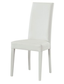 MOBILI 2G - SET 2 SEDIE MODERNE LEGNO ECOPELLE IMBOTTITA BIANCO vista frontale