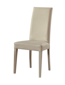MOBILI 2G - SET 2 SEDIE MODERNE LEGNO ECOPELLE IMBOTTITA AVORIO vista frontale