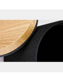 MOBILI 2G - Set 2 pouf contenitori con vassoio tessuto grigio VISTA APERTO