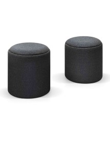 MOBILI 2G - Set 2 pouf contenitori con vassoio tessuto grigio VISTA CHIUSO