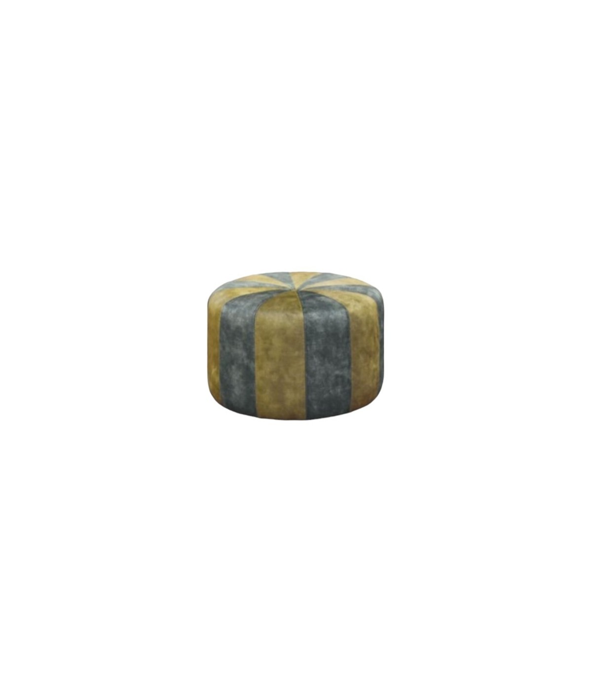 MOBILI 2G - Pouf moderno in velluto grigio e verde L.54 x H.35 vista frontale