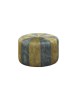 MOBILI 2G - Pouf moderno in velluto grigio e verde L.54 x H.35 vista frontale