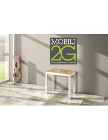 MOBILI 2G - CONSOLLE ALLUNGABILE LAMINATO ROVERE NATURALE/BASAMENTO BIANCO 90X50 vista frontale