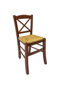 MOBILI 2G - SET 2 SEDIE CROCE LEGNO/PAGLIA TINTA NOCE VISTA FRONTALE