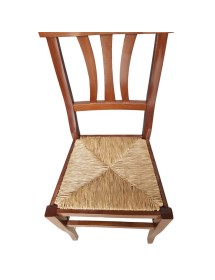 MOBILI 2G -  SET 2 SEDIE TRE STECCHE LEGNO SEDUTA PAGLIA TINTA NOCE